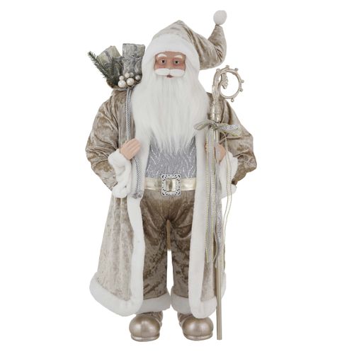 Santa Holiday Time de tela en color dorado decorativo Navidad - 91 cm