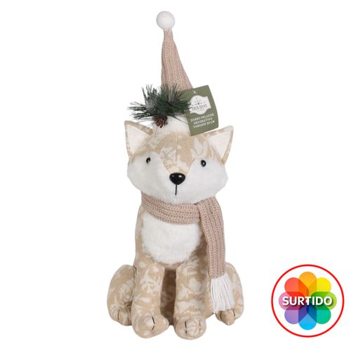 Zorro Holiday Time de peluche decorativo para Navidad - 20 cm
